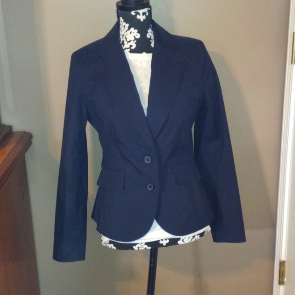 New York & Company Navy Fitted Blazer